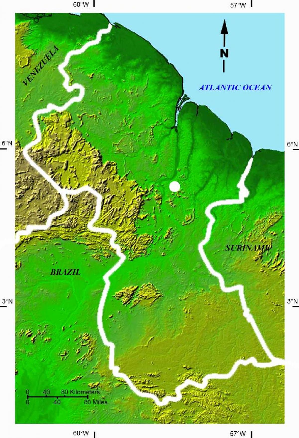 kaart van die satelliet kaart van Guyana