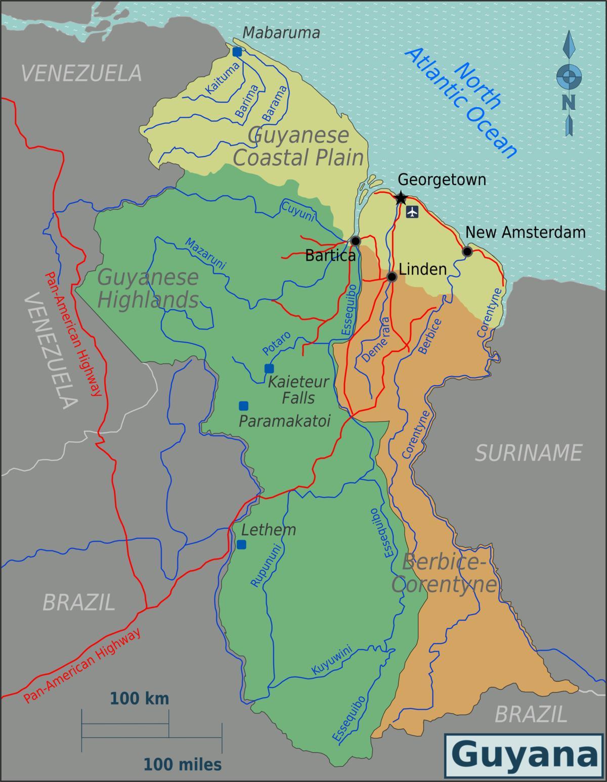 ooskus demerara Guyana kaart